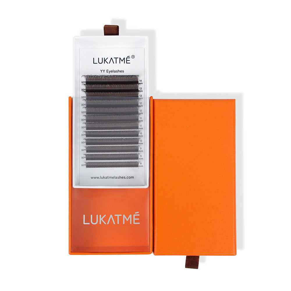 LUKATME YY Eyelash Extensions Brown Lashes Premade Fans Two Tips Y Shape False Eyelashes