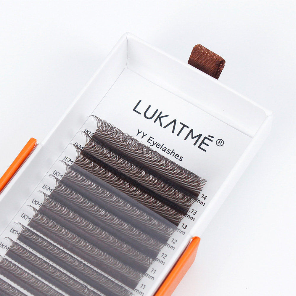 LUKATME YY Eyelash Extensions Brown Lashes Premade Fans Two Tips Y Shape False Eyelashes