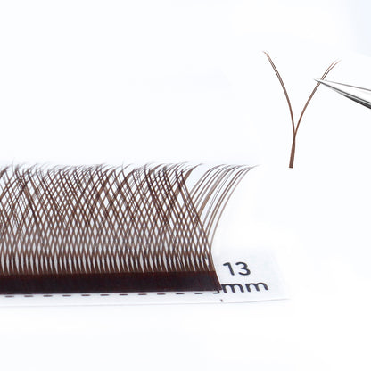 LUKATME YY Eyelash Extensions Brown Lashes Premade Fans Two Tips Y Shape False Eyelashes