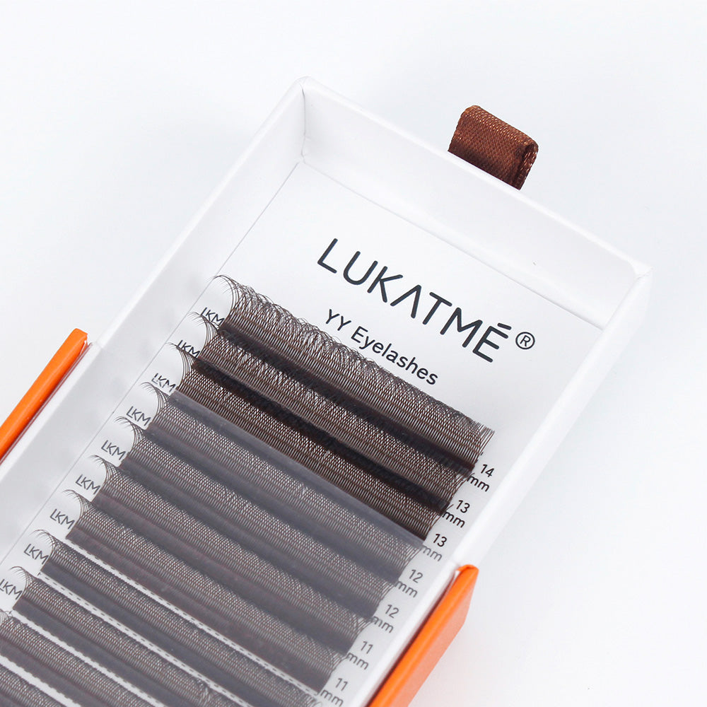 LUKATME YY Eyelash Extensions Brown Lashes Premade Fans Two Tips Y Shape False Eyelashes