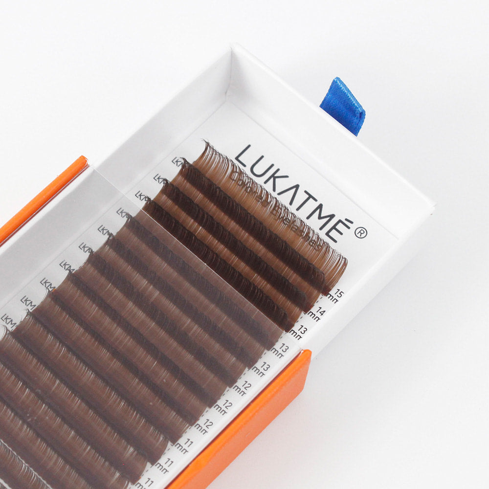 LUKATME Brown Individual Lashes 0.07mm Colored Classic Eyelash Extensions Brown False Eyelashes