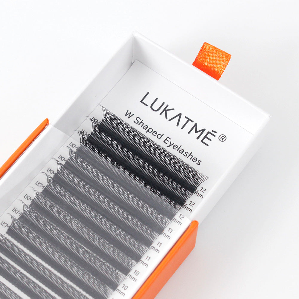 LUKATME W Shaped Eyelashes Double 3D W Premade Fans Lashes 0.07mm Fluffy Faux Eyelash Extensions